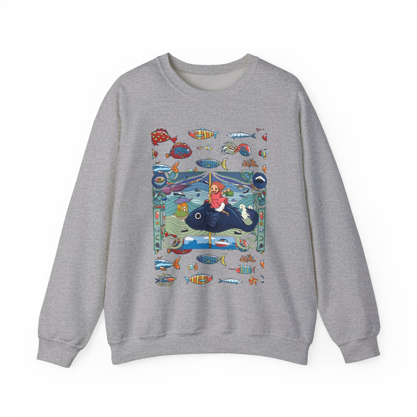 Ponyo Sea Love Sweatshirt – 100% Cotton Studio Ghibli Pullover for Anime and Ocean Lovers