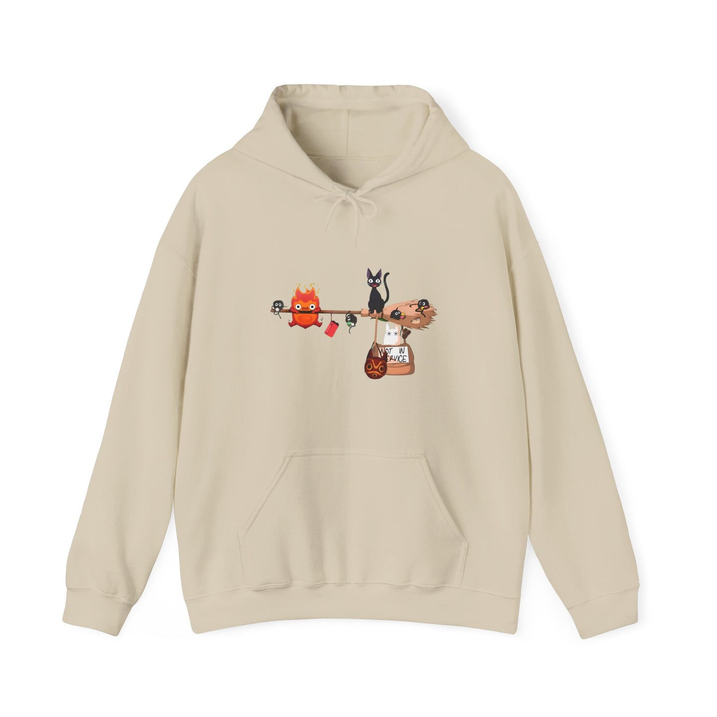 Calcifer Jiji Soot Sprites Hoodie – 100% Cotton Studio Ghibli Anime Character Hoodie