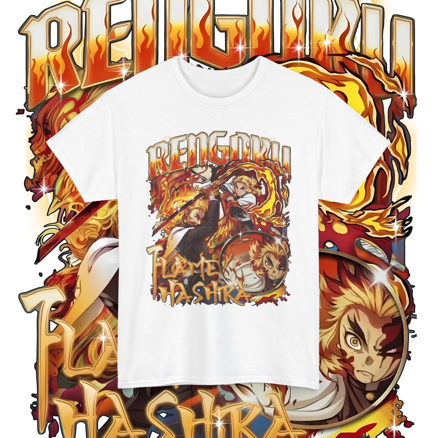 Rengoku Flame Bootleg Tee | Hashira Anime Shirt 100% Cotton