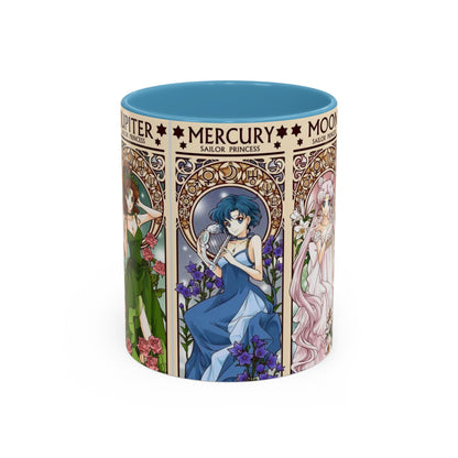 Sailor Moon Inner Guardians Accent Mug – Color Handle Anime Cup 11oz & 15oz – Magical Girl Coffee Gift