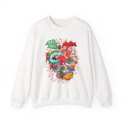 Spirited Away Characters Collage Sweatshirt – 100% Cotton Studio Ghibli Anime Pullover