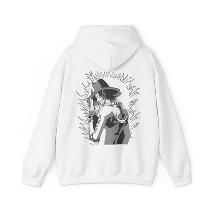 Portgas D. Ace One Piece Back Print Hoodie – 100% Cotton Anime Hoodie for Fire Fist Fans
