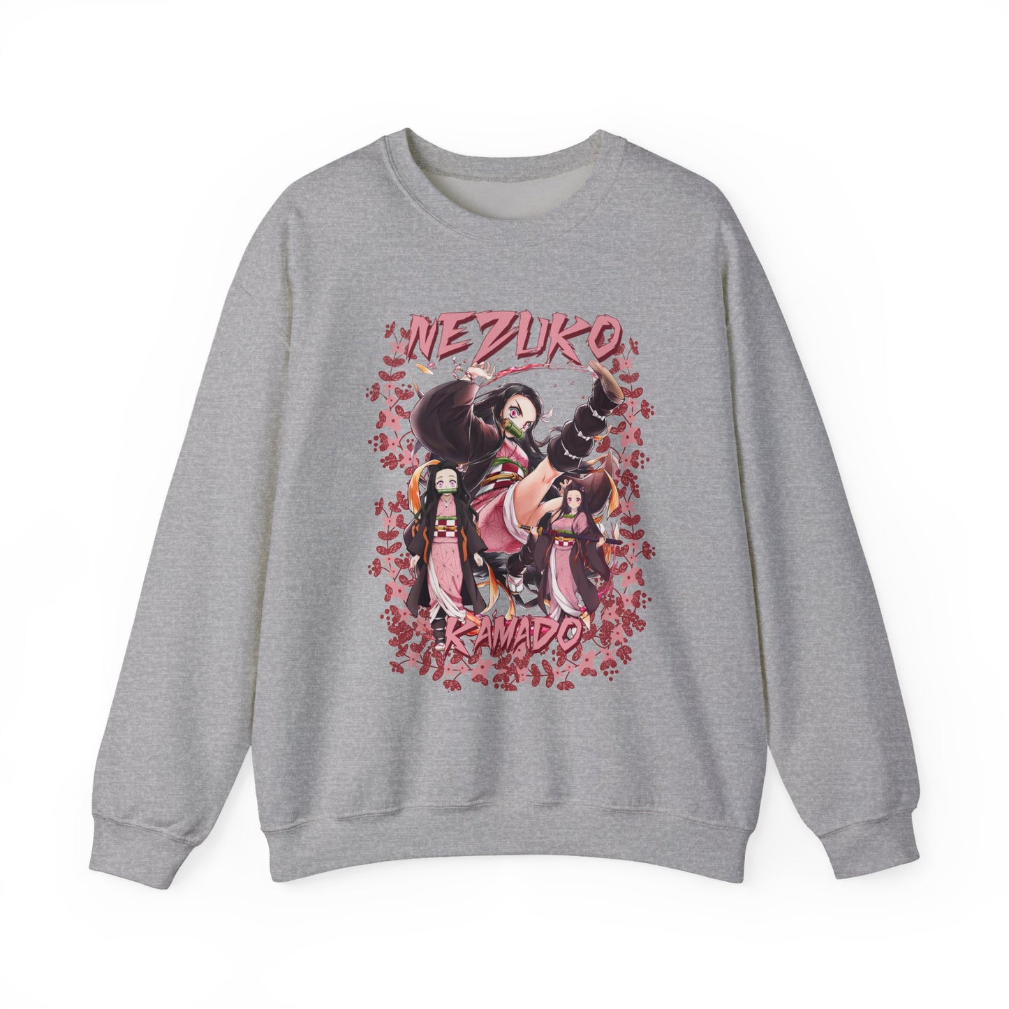 Nezuko Kamado Pink Flowers Sweatshirt – 100% Cotton Demon Slayer Anime Pullover