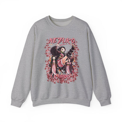 Nezuko Kamado Pink Flowers Sweatshirt – 100% Cotton Demon Slayer Anime Pullover