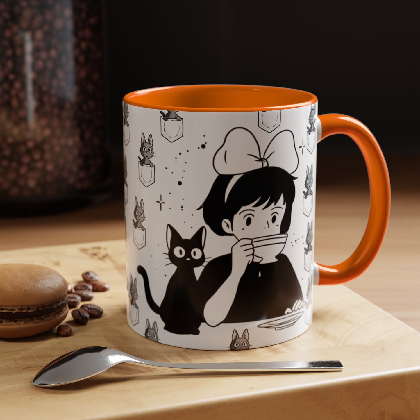 Kiki's Delivery Service Coffee Mug – Studio Ghibli Accent Handle Cup – 11oz & 15oz Anime Gift