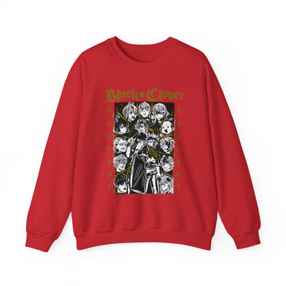 Black Clover Characters Sweatshirt – 100% Cotton Anime Pullover – Asta Yuno Noelle Crewneck for Fans