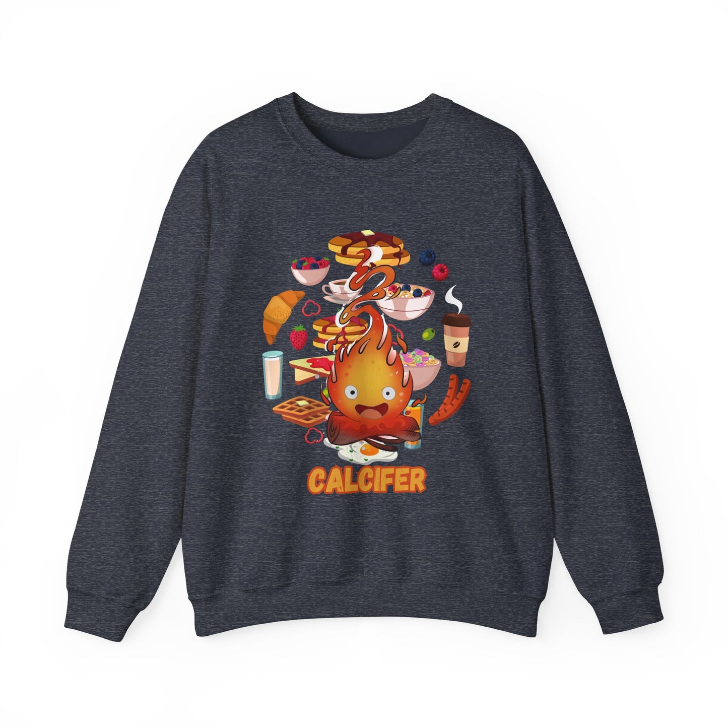 Calcifer Breakfast Demon Sweatshirt – 100% Cotton Cozy Anime Pullover for Ghibli Fans