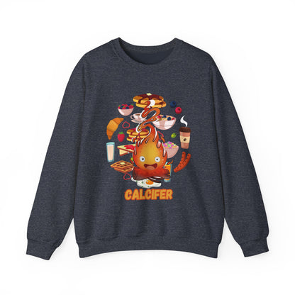 Calcifer Breakfast Demon Sweatshirt – 100% Cotton Cozy Anime Pullover for Ghibli Fans