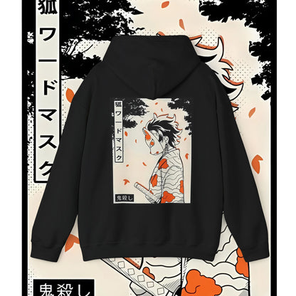 Tanjiro Kamado Mask Warrior Back Print Hoodie | 100% Cotton Demon Slayer Anime