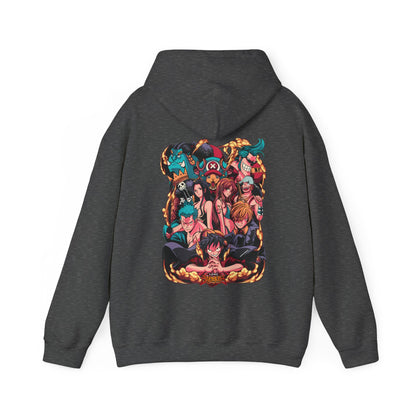 One Piece Characters Back Print Hoodie – 100% Cotton Anime Hoodie Featuring Straw Hat Crew