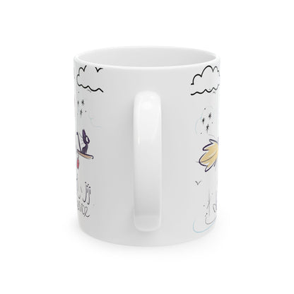 Kiki's Delivery Service Sketch Mug – Studio Ghibli Anime Cup – 11oz & 15oz Ceramic Coffee Mug Gift