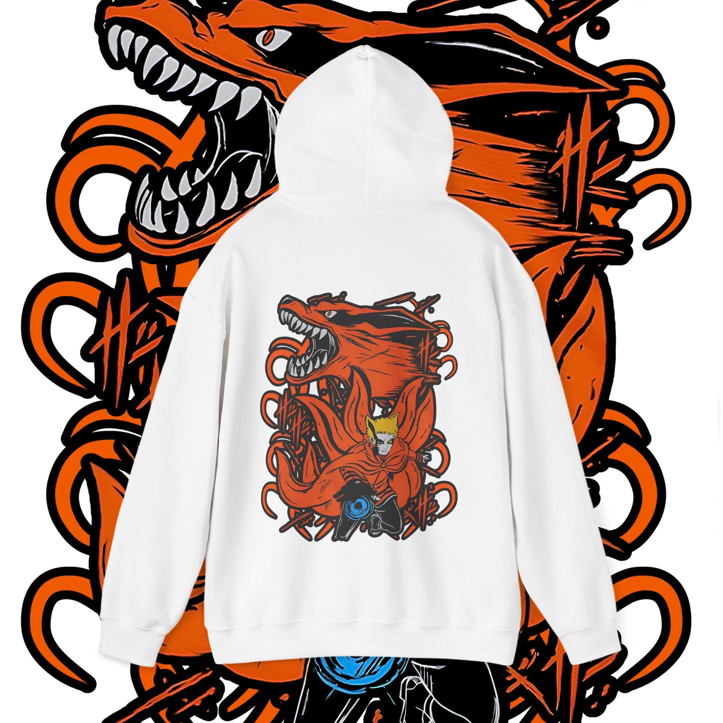 Naruto Uzumaki Kurama Back Print Hoodie 100% Cotton Anime Apparel