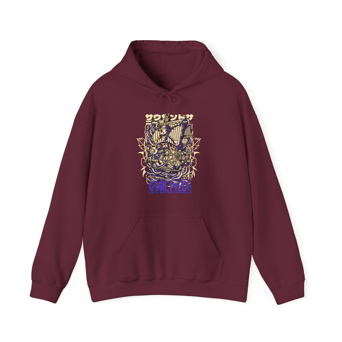 One Piece Ship Hoodie – 100% Cotton Anime Hoodie Featuring Going Merry & Thousand Sunny