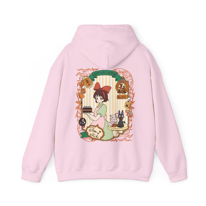 Kiki Happy Back Print Hoodie – 100% Cotton Studio Ghibli Kiki’s Delivery Service Hoodie for Anime Fans