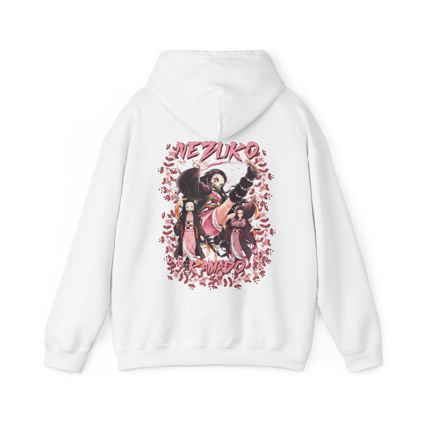 Nezuko Kamado Pink Flowers Back Print Hoodie – 100% Cotton Anime Hoodie for Demon Slayer Fans