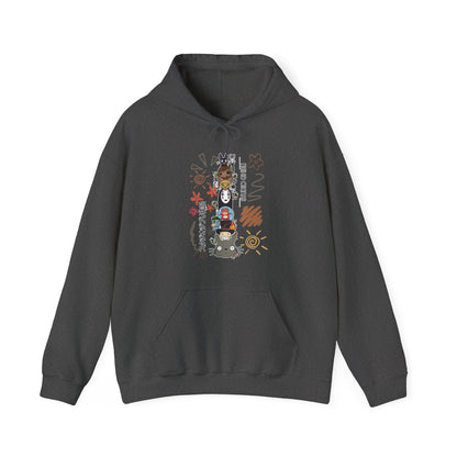 Studio Ghibli Characters Sketch Hoodie – 100% Cotton Anime Hoodie Featuring Totoro, Kiki, and More