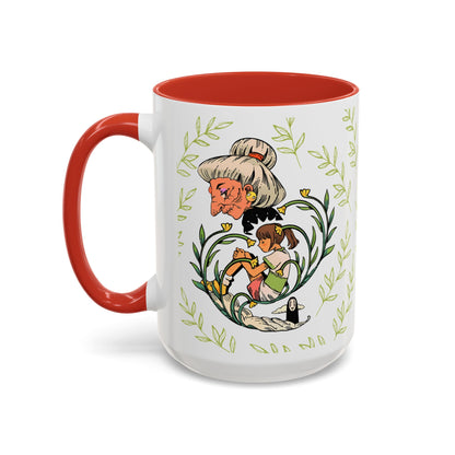 Spirited Away Chihiro Accent Mug – Studio Ghibli Coffee Cup with Colored Handle – 11oz & 15oz Ceramic Anime Gift