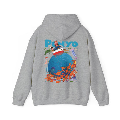Ponyo and Sosuke Boat Back Print Hoodie – 100% Cotton Studio Ghibli Inspired Pullover