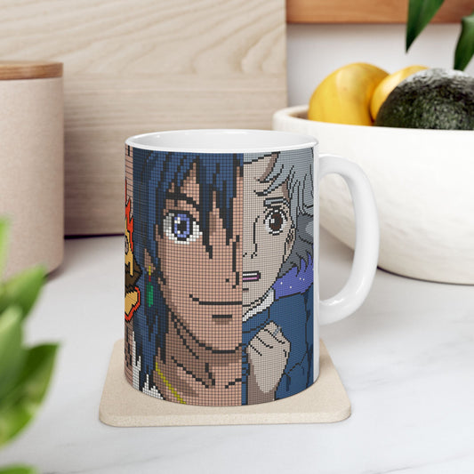 Howl's Moving Castle Pixel Art Mug – Studio Ghibli Coffee Cup 11oz & 15oz – Retro Anime Gift for Fans
