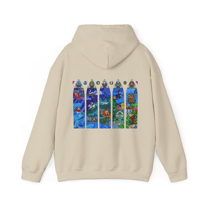 Studio Ghibli Stained Glass Back Print Hoodie – 100% Cotton Anime Hoodie with Vitral-Inspired Design