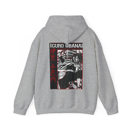 Iguro Obanai Back Print Hoodie – 100% Cotton Demon Slayer Hoodie Featuring the Serpent Hashira