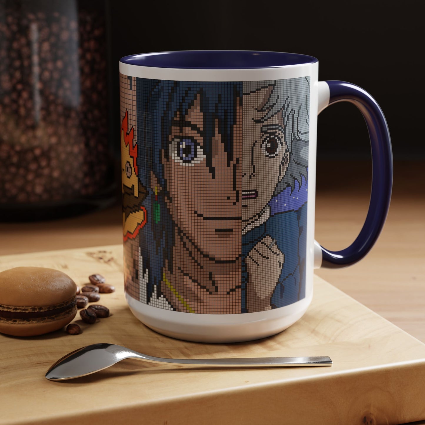 Howl's Moving Castle Pixel Accent Mug – Retro Anime Color Handle Cup 11oz & 15oz – Studio Ghibli Coffee Gift