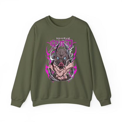 Inosuke Hashibira Demon Slayer Sweatshirt – 100% Cotton Anime Pullover for Boar Head Fans