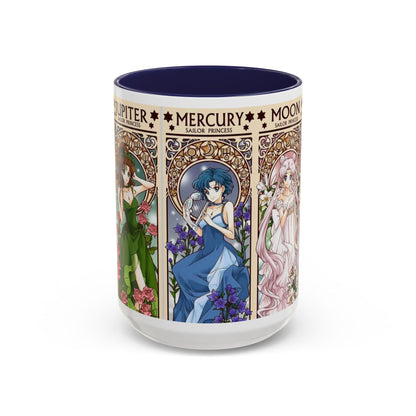 Sailor Moon Inner Guardians Accent Mug – Color Handle Anime Cup 11oz & 15oz – Magical Girl Coffee Gift