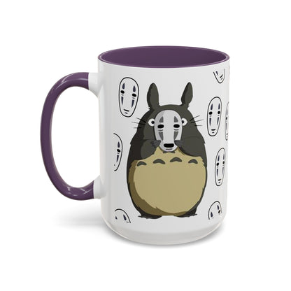 Totoro No Face Mask Accent Mug – Studio Ghibli Color Handle Cup 11oz & 15oz – Cute Anime Crossover Coffee Gift