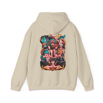 One Piece Characters Back Print Hoodie – 100% Cotton Anime Hoodie Featuring Straw Hat Crew