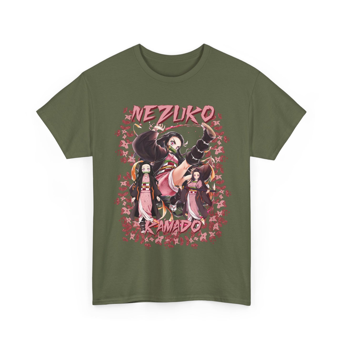 Nezuko Kamado Pink Flowers T-Shirt – 100% Cotton Demon Slayer Anime Tee