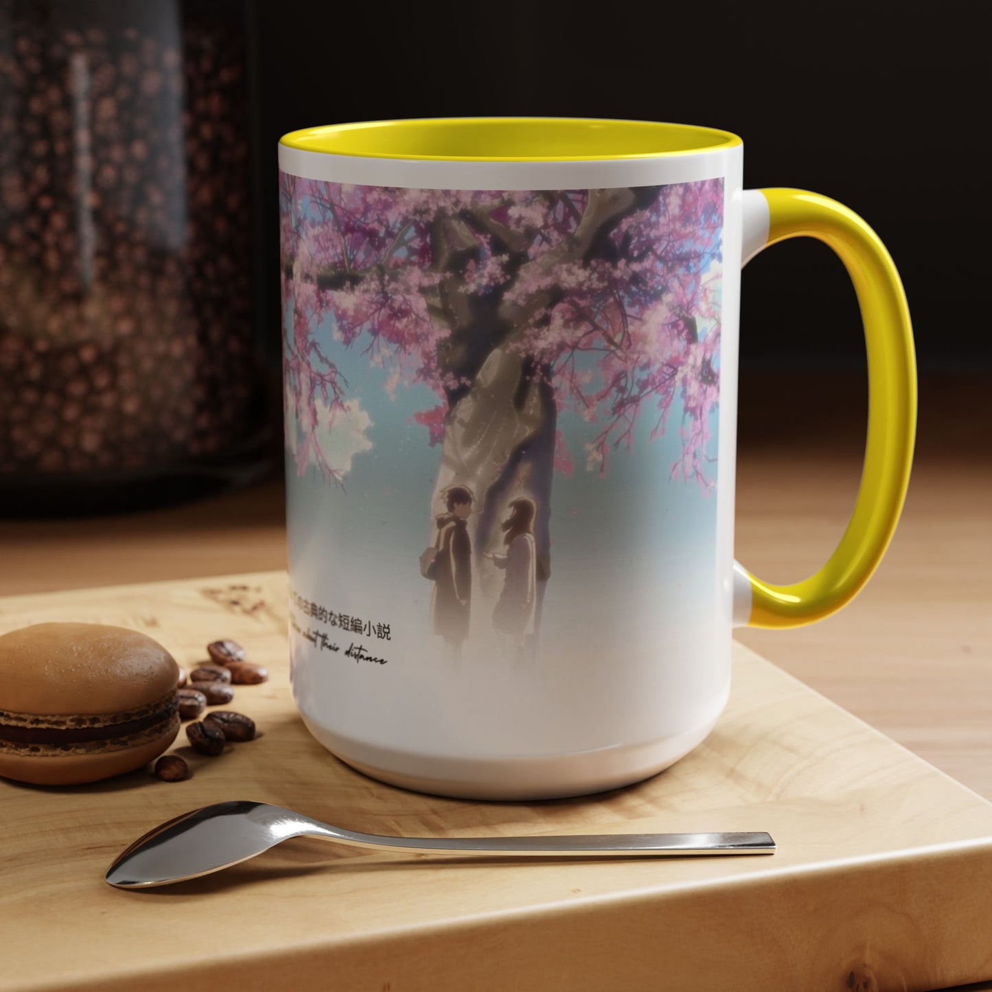5 Centimeters Per Second Accent Mug – Makoto Shinkai Color Handle Cup 11oz & 15oz – Sakura Anime Love Gift