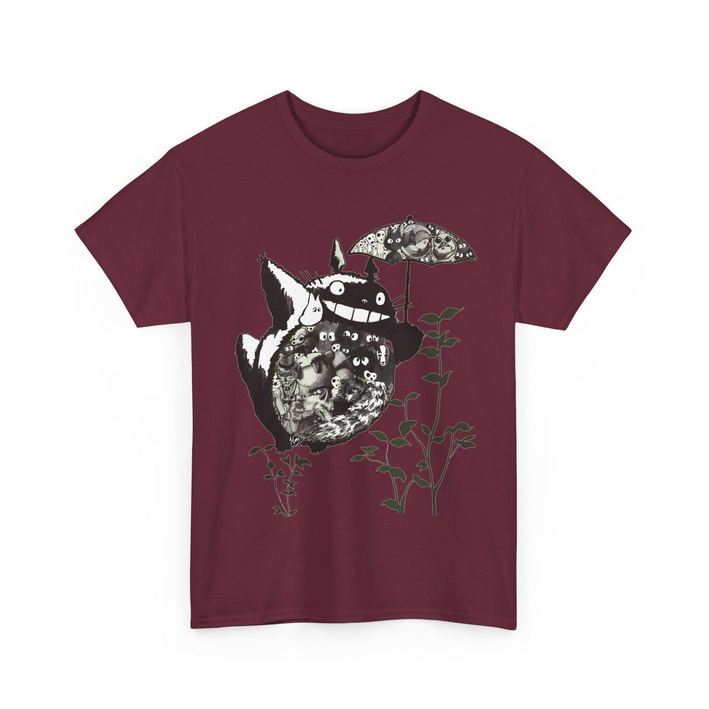 Totoro Black and White T-Shirt 100% Cotton | Studio Ghibli Anime Tee