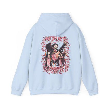 Nezuko Kamado Pink Flowers Back Print Hoodie – 100% Cotton Anime Hoodie for Demon Slayer Fans