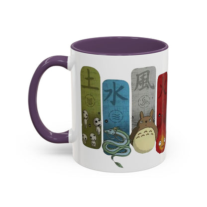 Studio Ghibli Figures Accent Mug – 11oz & 15oz Color Handle Anime Cup – Ghibli Character Coffee Mug for Fans