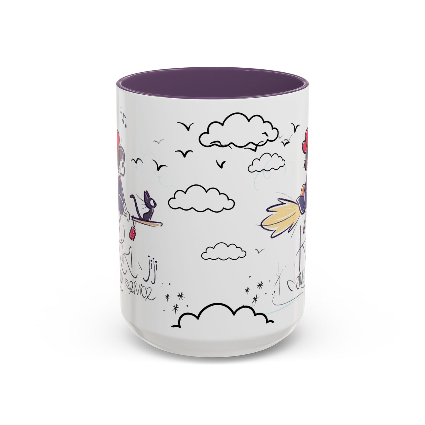 Kiki's Delivery Service Sketch Accent Mug – Studio Ghibli Ceramic Cup – 11oz & 15oz Anime Gift