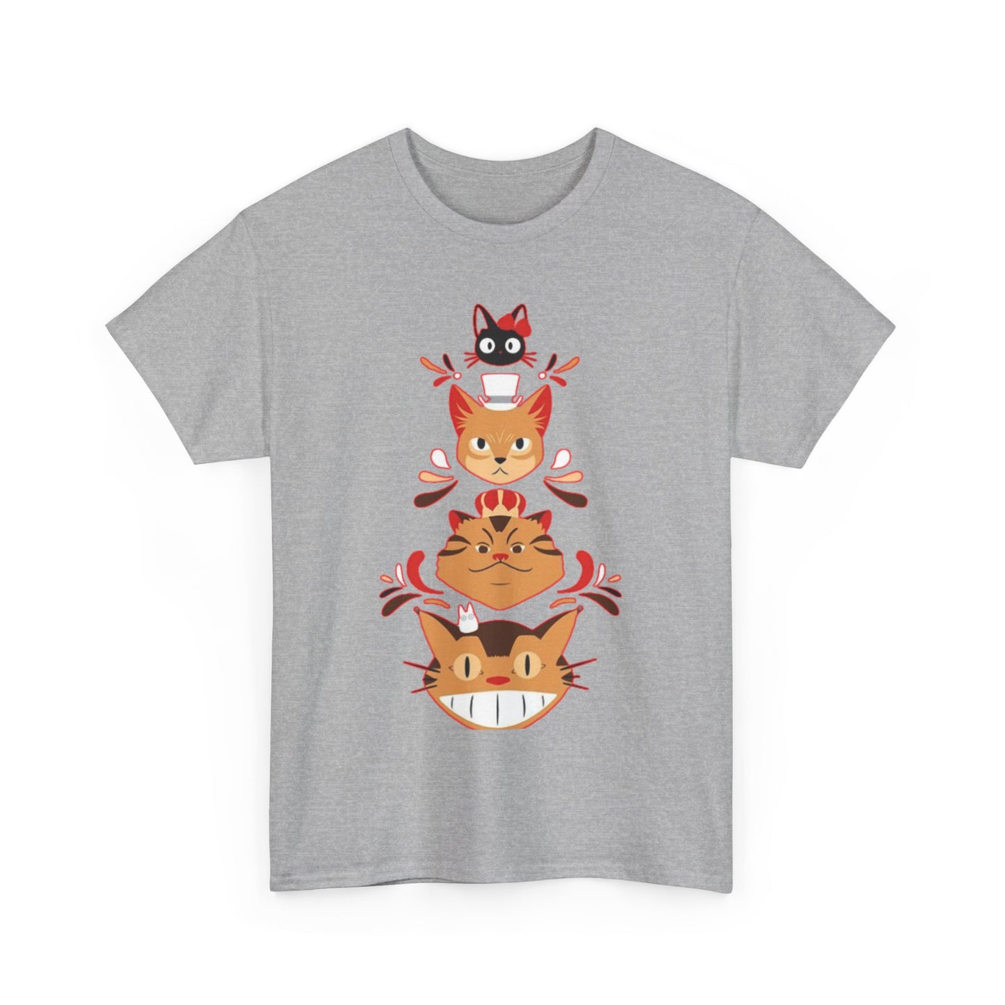 Ghibli Cats T-Shirt – 100% Cotton Anime Cat Lover Tee