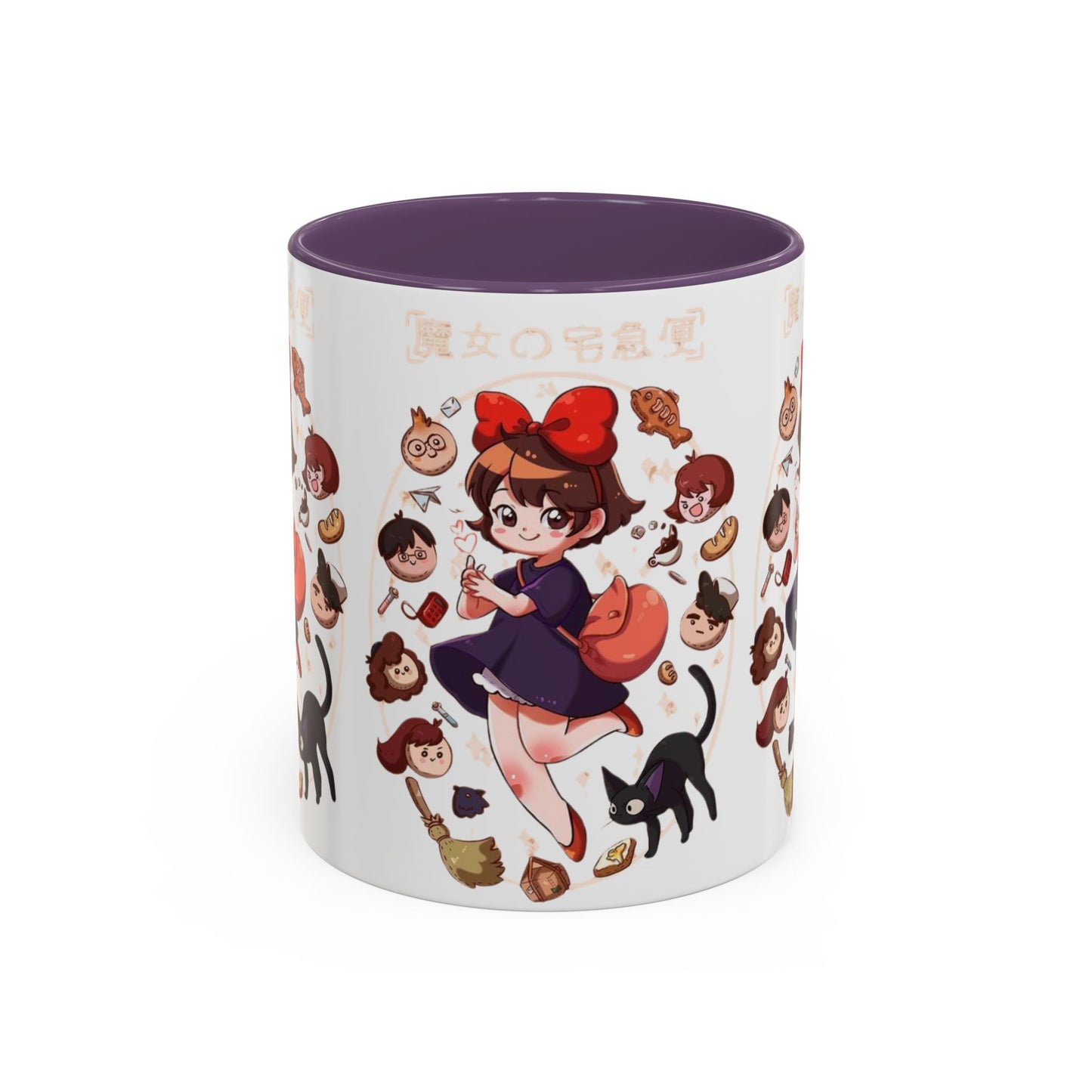 Kiki’s Delivery Service Accent Mug – Stained Glass Anime Cup 11oz & 15oz – Ghibli Inspired Color Handle Mug
