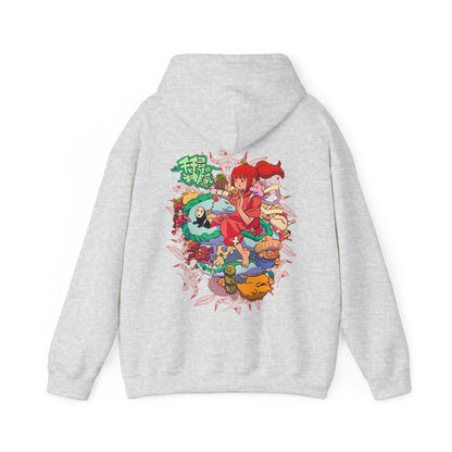 Spirited Away Characters Collage Hoodie with Back Print – 100% Cotton Studio Ghibli Anime Sweatshirt