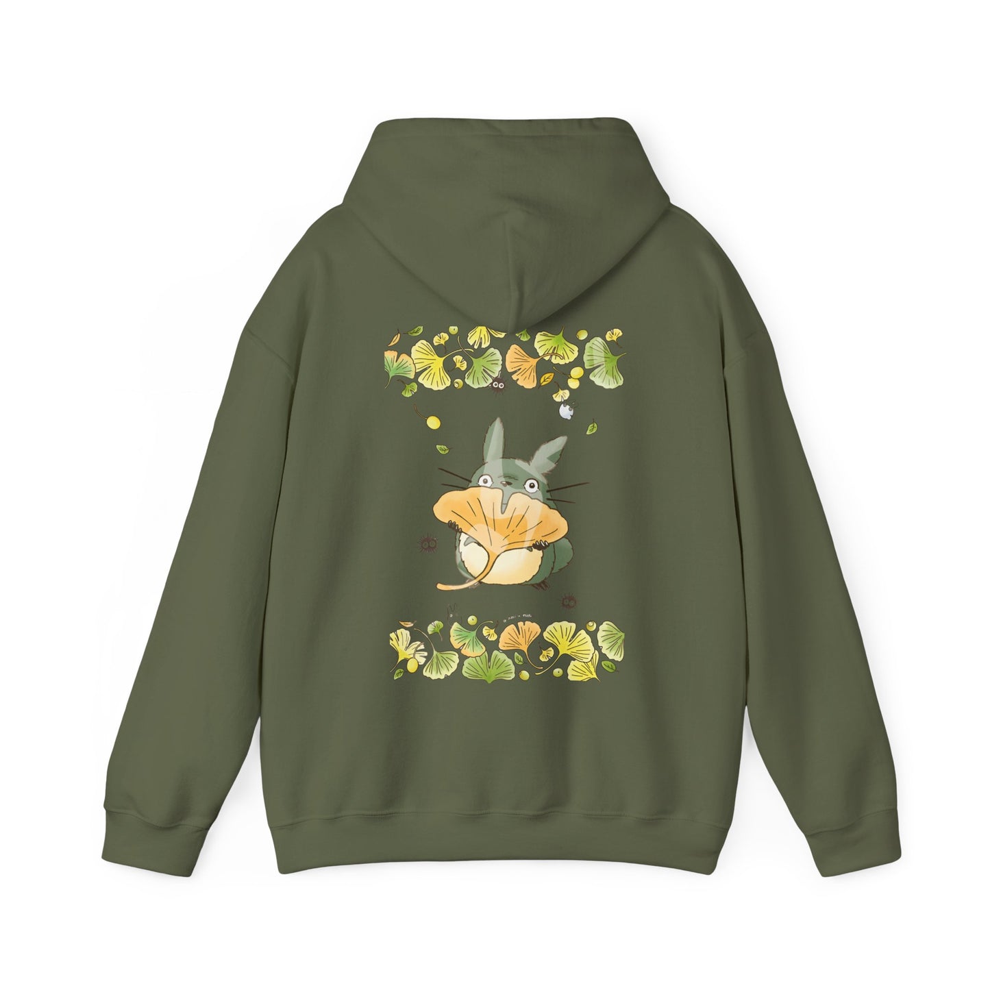 Totoro Flowers Dream Back Print Hoodie – 100% Cotton Gildan 18500 | Studio Ghibli Anime Hoodie