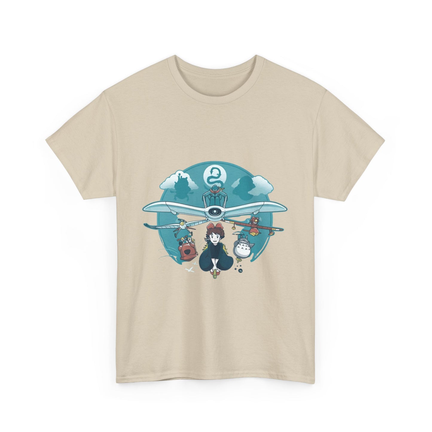 Flying Ghibli Characters T-Shirt – 100% Cotton Anime Tee for Studio Ghibli Fans