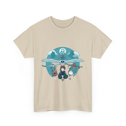 Flying Ghibli Characters T-Shirt – 100% Cotton Anime Tee for Studio Ghibli Fans