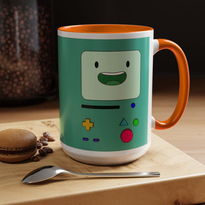 BMO Adventure Time Accent Handle Mug – Colorful Beemo Cup – 11oz & 15oz Ceramic Gift for Cartoon Fans