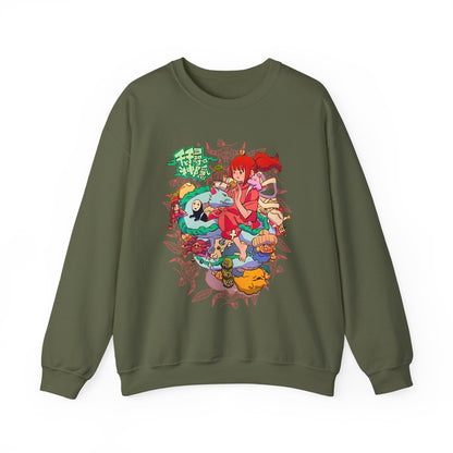 Spirited Away Characters Collage Sweatshirt – 100% Cotton Studio Ghibli Anime Pullover