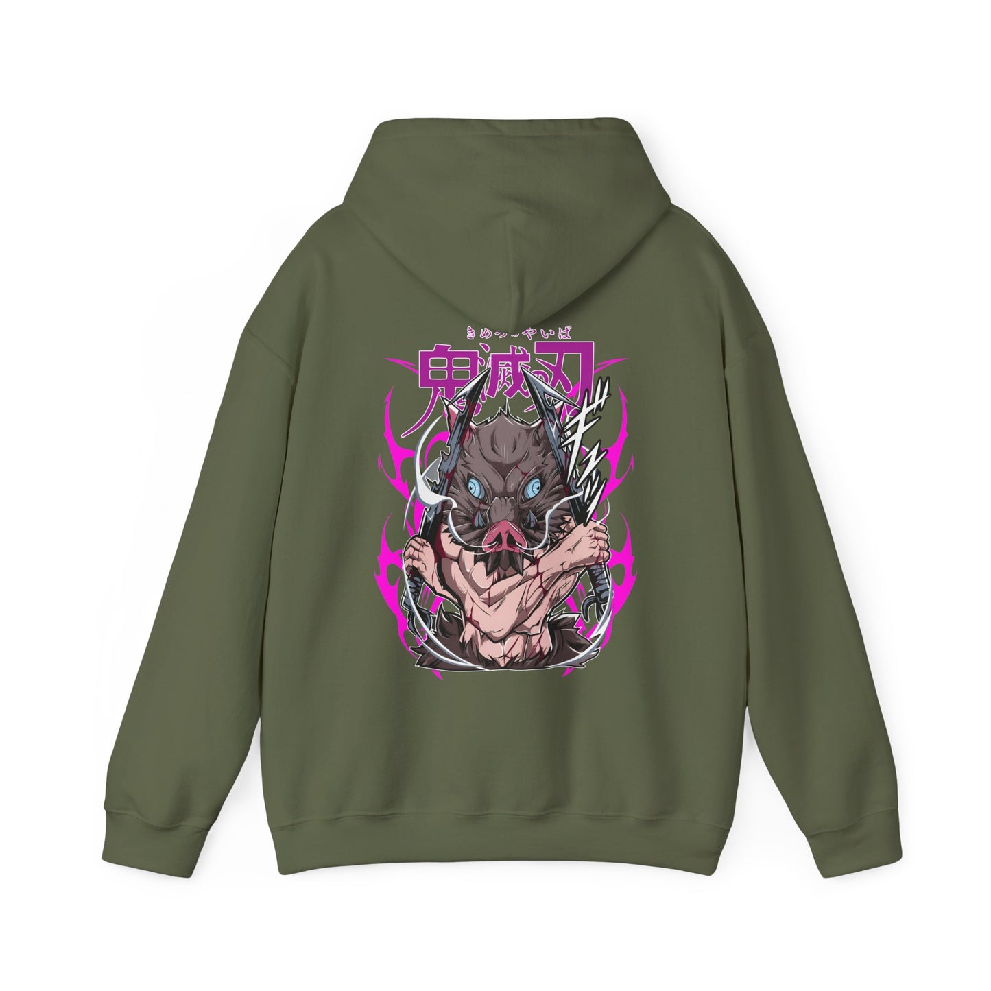 Inosuke Hashibira Demon Slayer Back Print Hoodie – 100% Cotton Anime Hoodie for Boar Head Fans