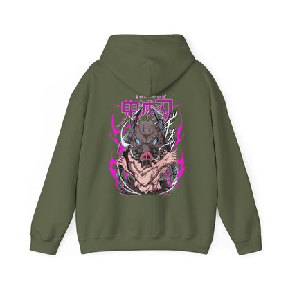 Inosuke Hashibira Demon Slayer Back Print Hoodie – 100% Cotton Anime Hoodie for Boar Head Fans