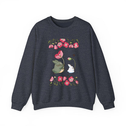 Totoro Cute Flowers Sweatshirt – 100% Cotton Studio Ghibli Cozy Anime Pullover