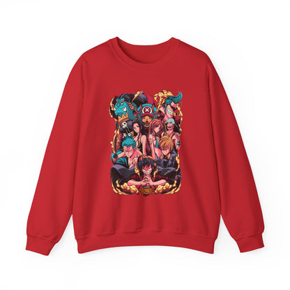 One Piece Characters Sweatshirt – 100% Cotton Anime Pullover Featuring Straw Hat Crew
