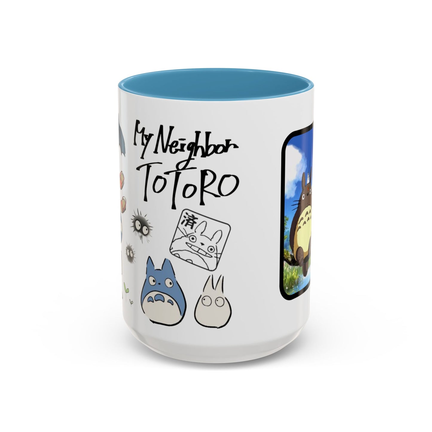 My Neighbor Totoro Accent Mug – Ghibli Collage Color Handle Cup 11oz & 15oz – Cute Anime Coffee Mug Gift