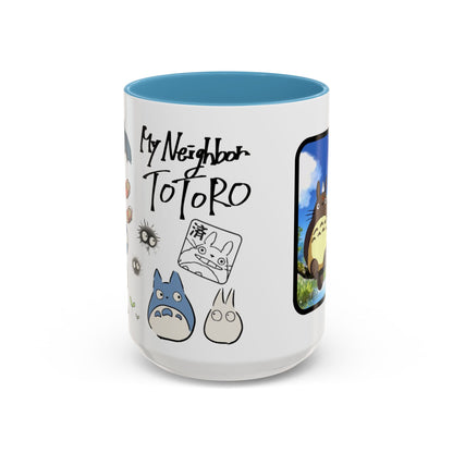 My Neighbor Totoro Accent Mug – Ghibli Collage Color Handle Cup 11oz & 15oz – Cute Anime Coffee Mug Gift